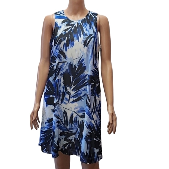 Calvin Klein Dresses & Skirts - Calvin Klein Women Blue/White‎ Dress Size 6  Medium Sleeveless Abstract Lined